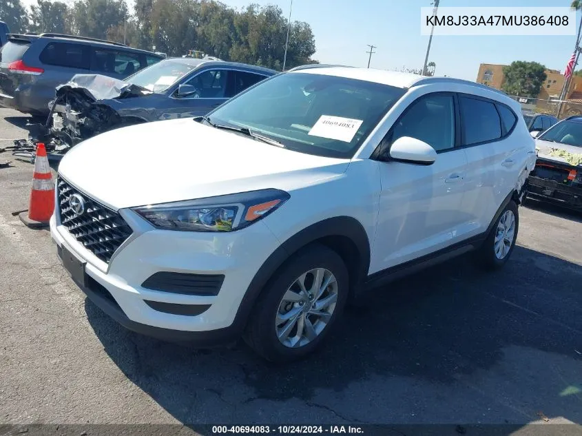 2021 Hyundai Tucson Value VIN: KM8J33A47MU386408 Lot: 40694083