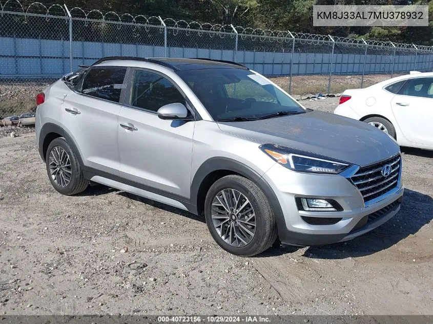 2021 Hyundai Tucson Ultimate VIN: KM8J33AL7MU378932 Lot: 40723156