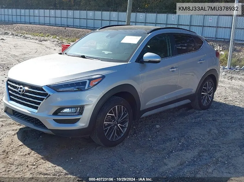 2021 Hyundai Tucson Ultimate VIN: KM8J33AL7MU378932 Lot: 40723156