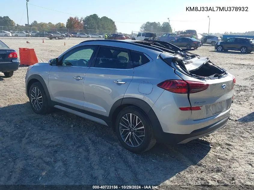 2021 Hyundai Tucson Ultimate VIN: KM8J33AL7MU378932 Lot: 40723156