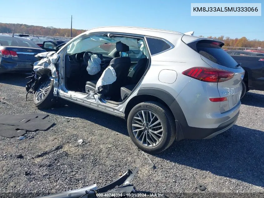 2021 Hyundai Tucson Limited VIN: KM8J33AL5MU333066 Lot: 40746395