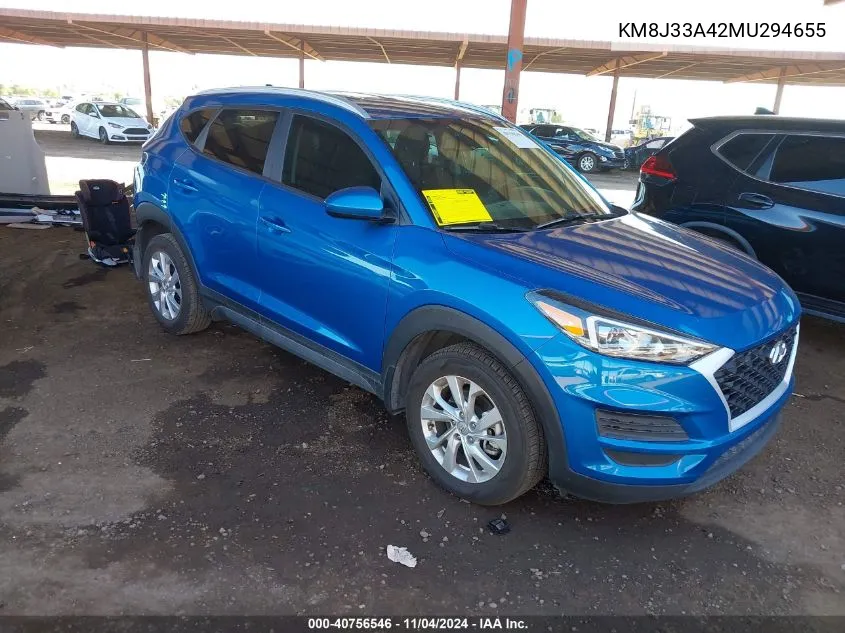 2021 Hyundai Tucson Value VIN: KM8J33A42MU294655 Lot: 40756546