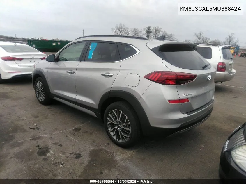 2021 Hyundai Tucson Ultimate VIN: KM8J3CAL5MU388424 Lot: 40760944