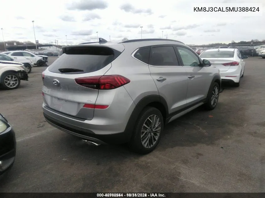 2021 Hyundai Tucson Ultimate VIN: KM8J3CAL5MU388424 Lot: 40760944