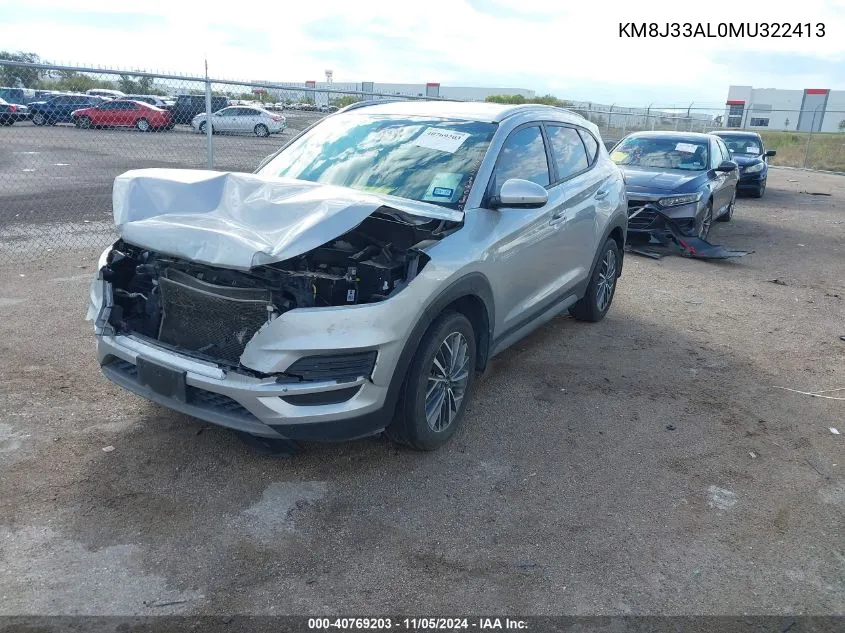 2021 Hyundai Tucson Sel VIN: KM8J33AL0MU322413 Lot: 40769203