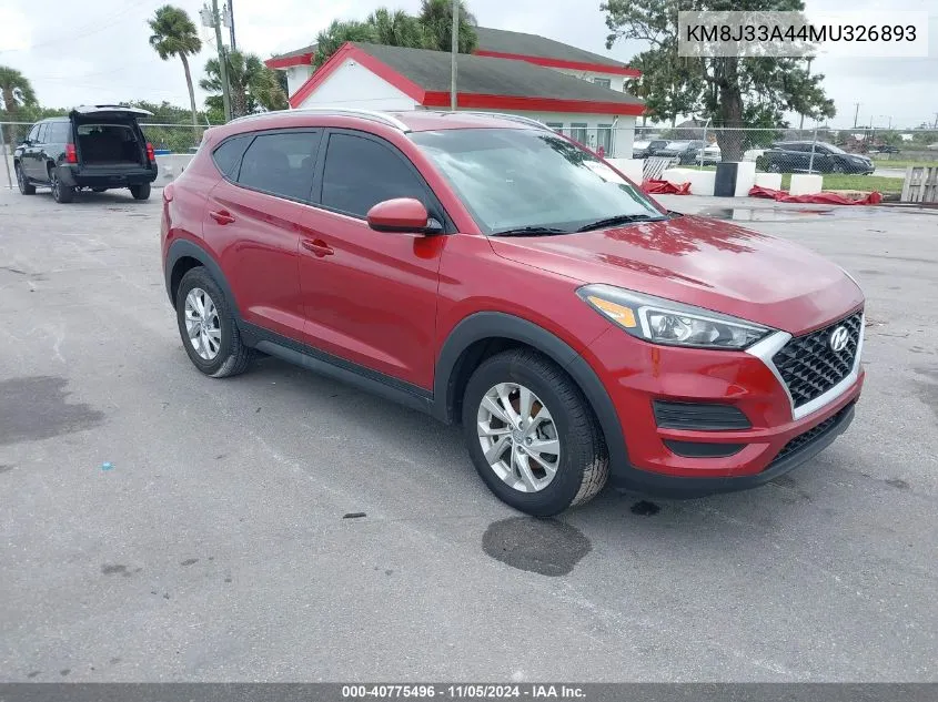 2021 Hyundai Tucson Value VIN: KM8J33A44MU326893 Lot: 40775496