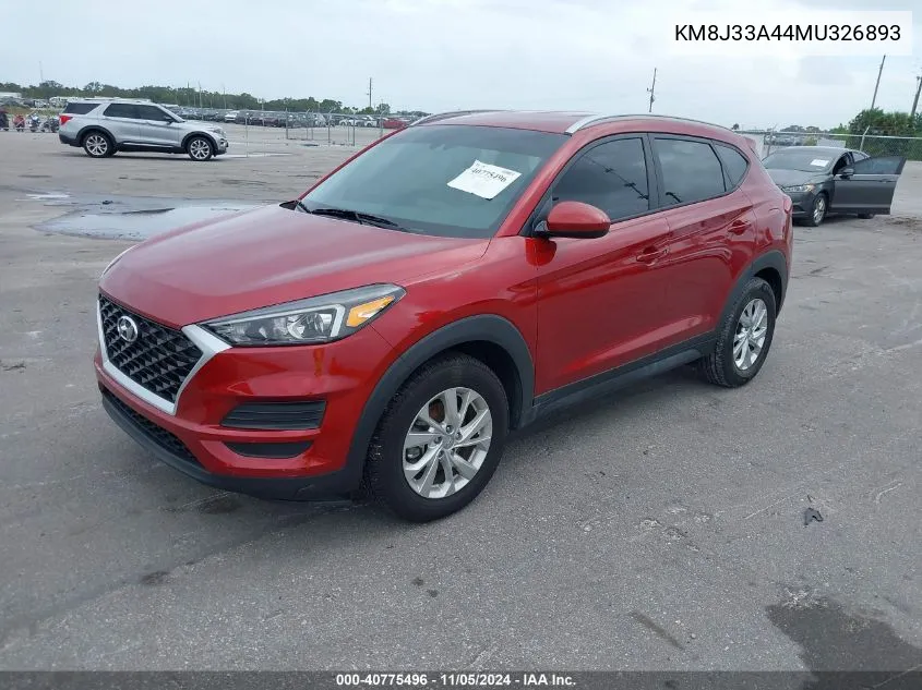 2021 Hyundai Tucson Value VIN: KM8J33A44MU326893 Lot: 40775496