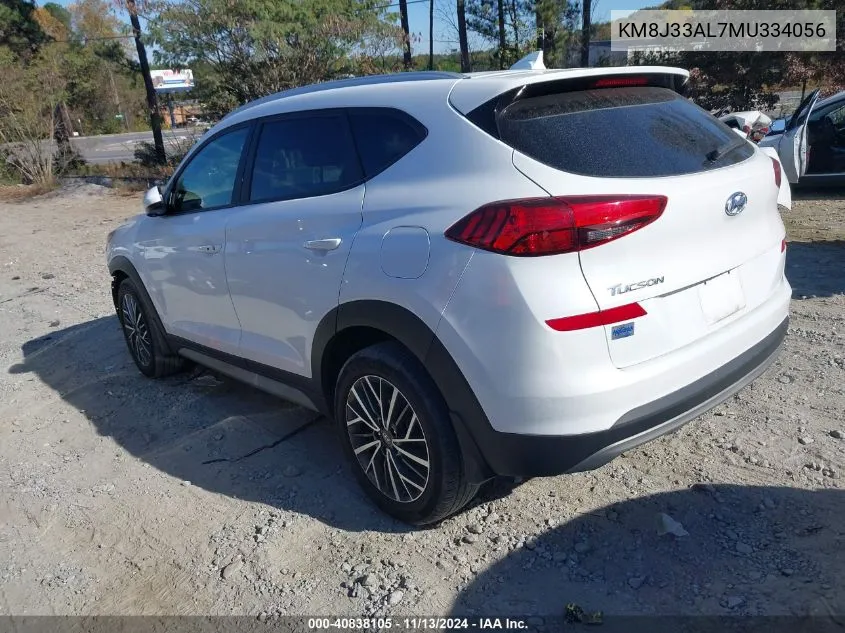 2021 Hyundai Tucson Sel VIN: KM8J33AL7MU334056 Lot: 40838105