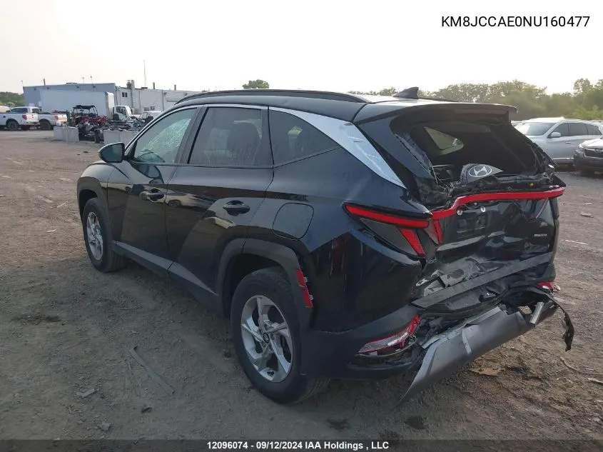 2022 Hyundai Tucson Sel VIN: KM8JCCAE0NU160477 Lot: 12096074