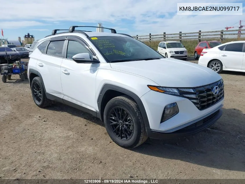 2022 Hyundai Tucson Preferred Awd VIN: KM8JBCAE2NU099717 Lot: 12103906