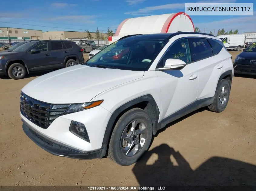 2022 Hyundai Tucson Sel VIN: KM8JCCAE6NU051117 Lot: 12119021