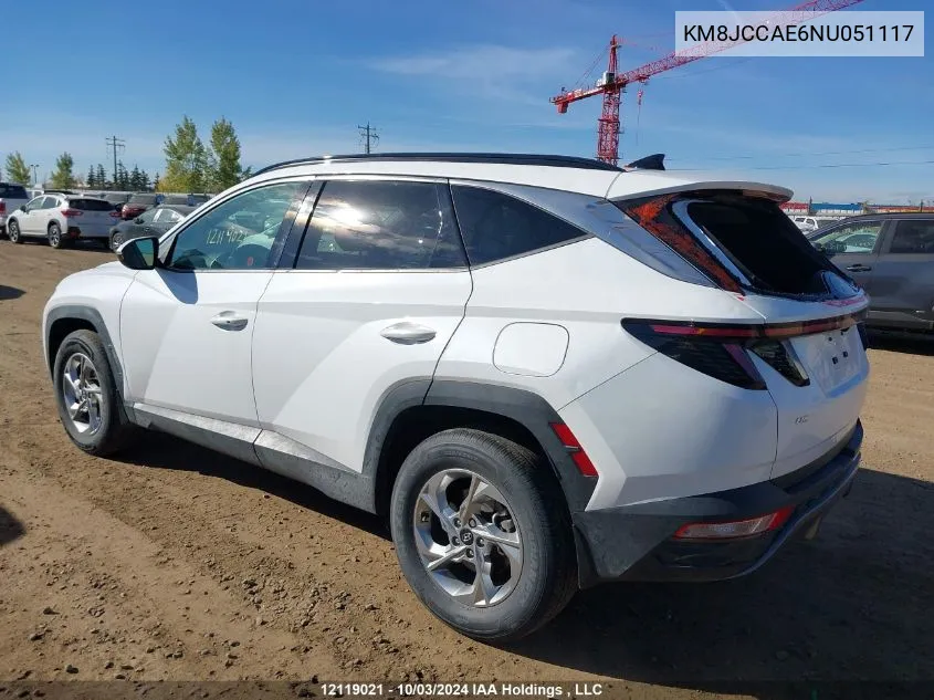 2022 Hyundai Tucson Sel VIN: KM8JCCAE6NU051117 Lot: 12119021