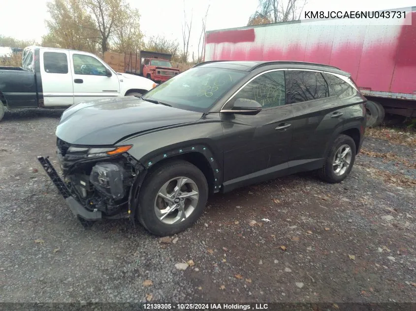 2022 Hyundai Tucson Preferred Awd With Trend Package VIN: KM8JCCAE6NU043731 Lot: 12139305