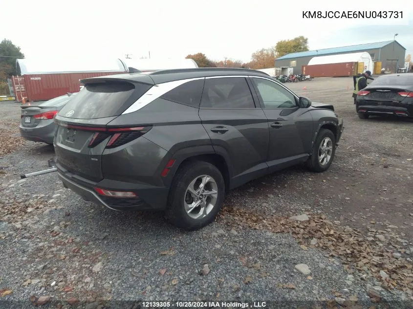 2022 Hyundai Tucson Preferred Awd With Trend Package VIN: KM8JCCAE6NU043731 Lot: 12139305