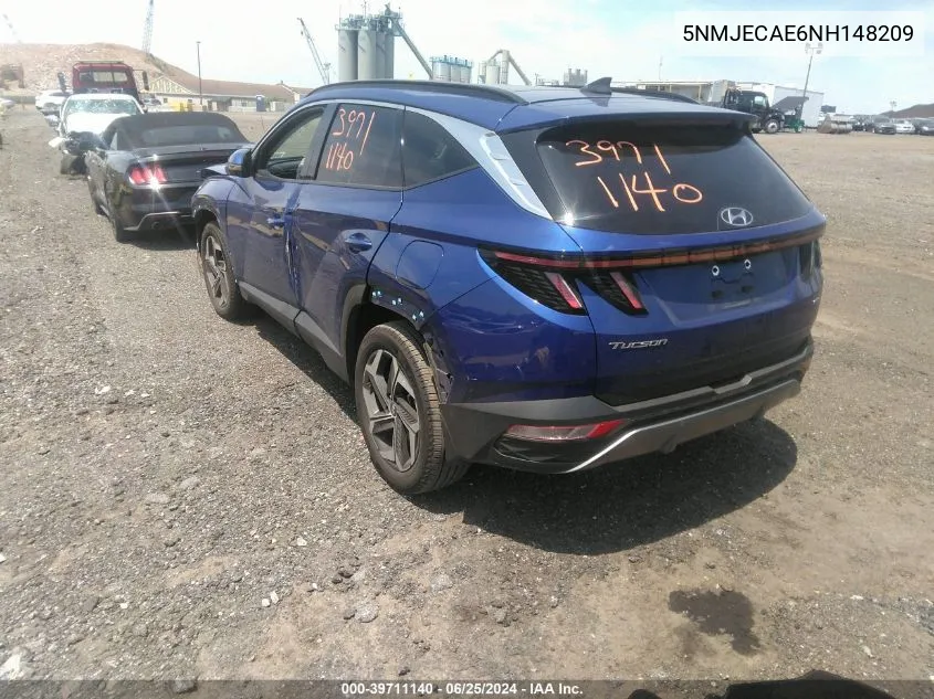 2022 Hyundai Tucson Limited VIN: 5NMJECAE6NH148209 Lot: 39711140