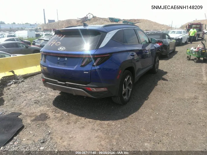 2022 Hyundai Tucson Limited VIN: 5NMJECAE6NH148209 Lot: 39711140