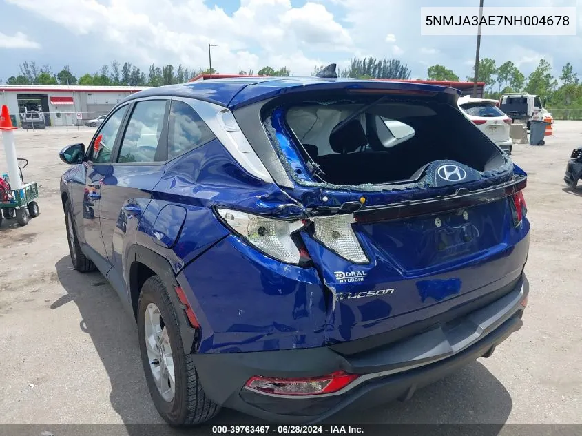 2022 Hyundai Tucson Se VIN: 5NMJA3AE7NH004678 Lot: 39763467