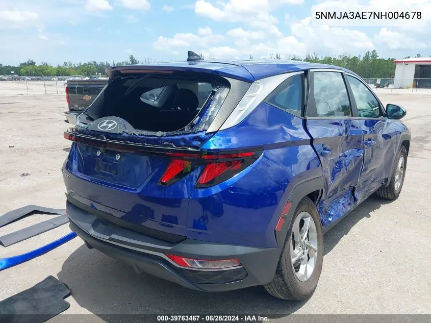 2022 Hyundai Tucson Se VIN: 5NMJA3AE7NH004678 Lot: 39763467