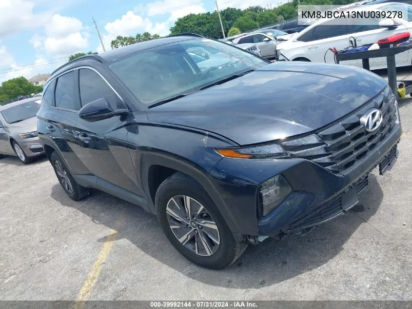 2022 Hyundai Tucson Hybrid Blue VIN: KM8JBCA13NU039278 Lot: 39992144