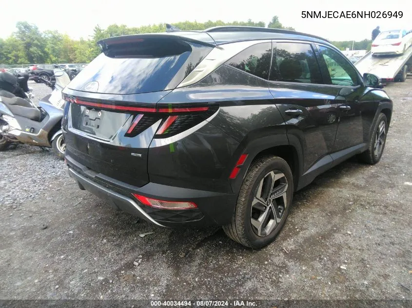 2022 Hyundai Tucson Limited VIN: 5NMJECAE6NH026949 Lot: 40034494