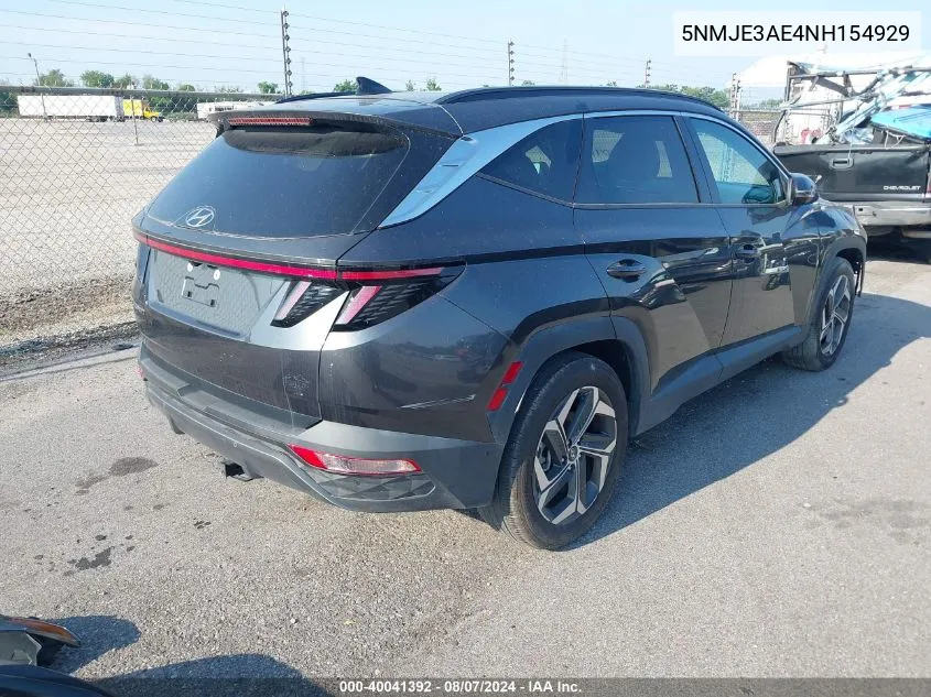 2022 Hyundai Tucson Limited VIN: 5NMJE3AE4NH154929 Lot: 40041392