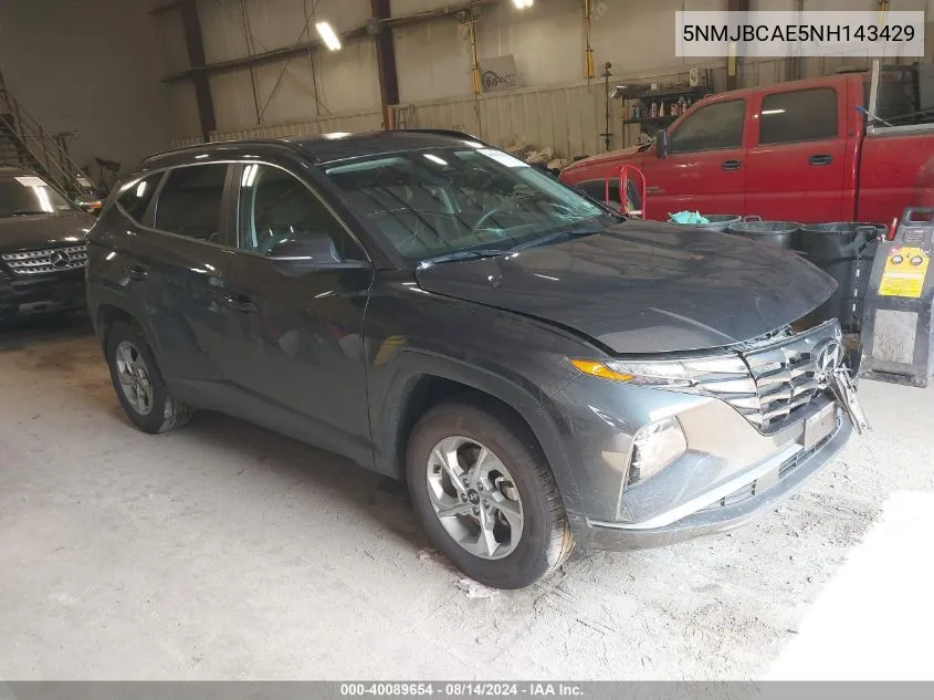 2022 Hyundai Tucson Sel VIN: 5NMJBCAE5NH143429 Lot: 40089654