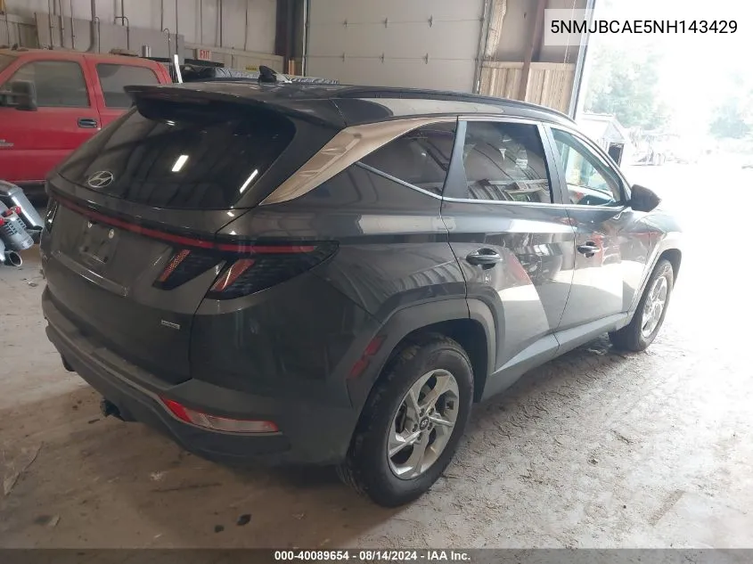 2022 Hyundai Tucson Sel VIN: 5NMJBCAE5NH143429 Lot: 40089654