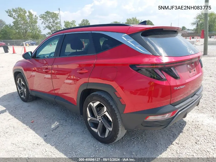 2022 Hyundai Tucson Sel VIN: 5NMJF3AE2NH083775 Lot: 40096127