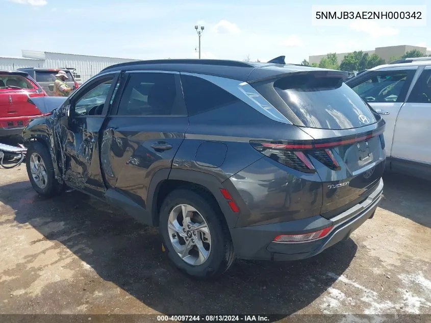 2022 Hyundai Tucson Sel VIN: 5NMJB3AE2NH000342 Lot: 40097244