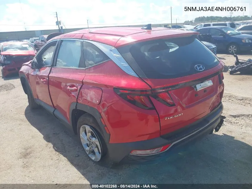 2022 Hyundai Tucson Se VIN: 5NMJA3AE4NH006761 Lot: 40102268