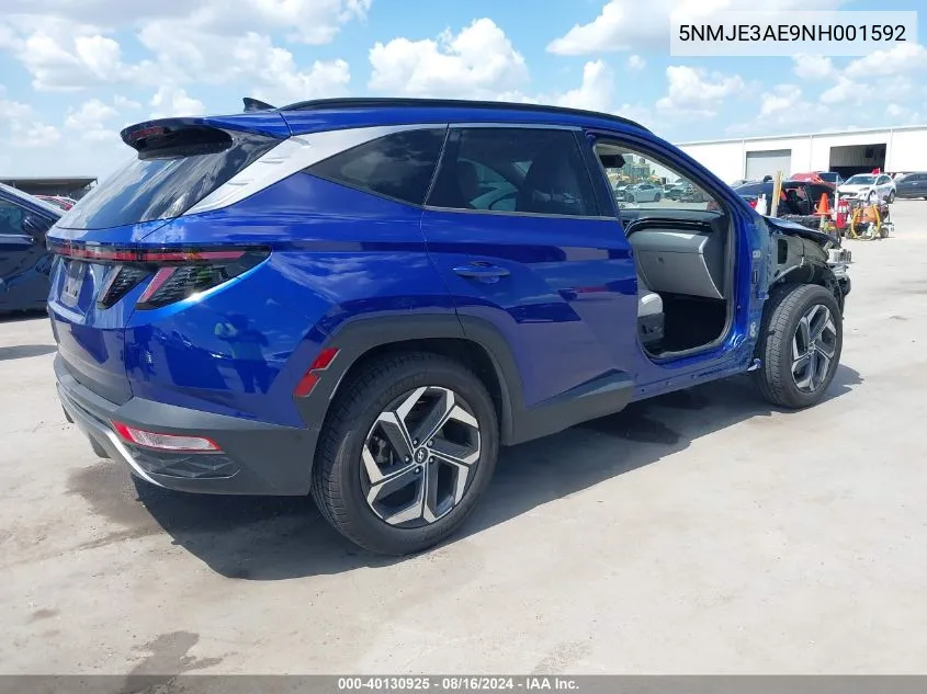 2022 Hyundai Tucson Limited VIN: 5NMJE3AE9NH001592 Lot: 40130925