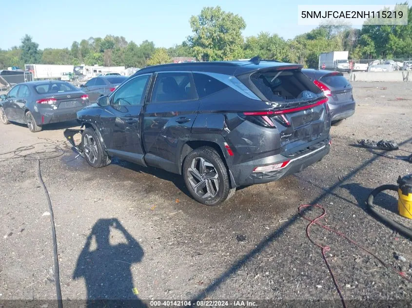 2022 Hyundai Tucson Sel VIN: 5NMJFCAE2NH115219 Lot: 40142104