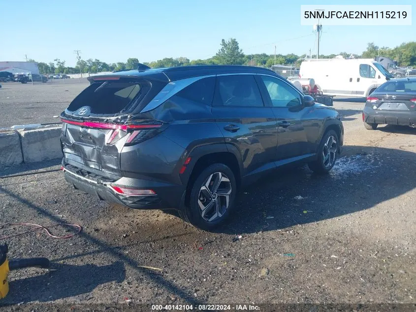 2022 Hyundai Tucson Sel VIN: 5NMJFCAE2NH115219 Lot: 40142104