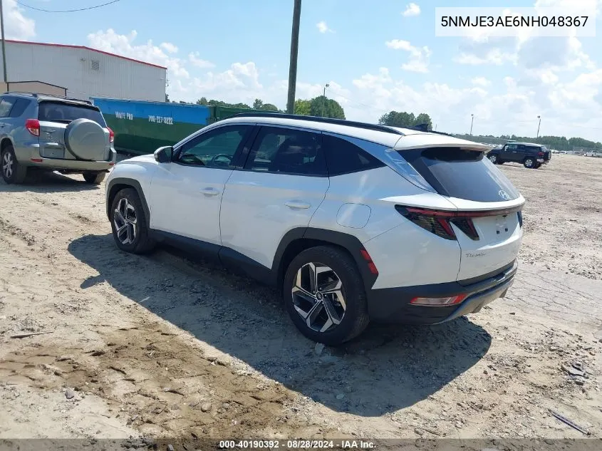 2022 Hyundai Tucson Limited VIN: 5NMJE3AE6NH048367 Lot: 40190392