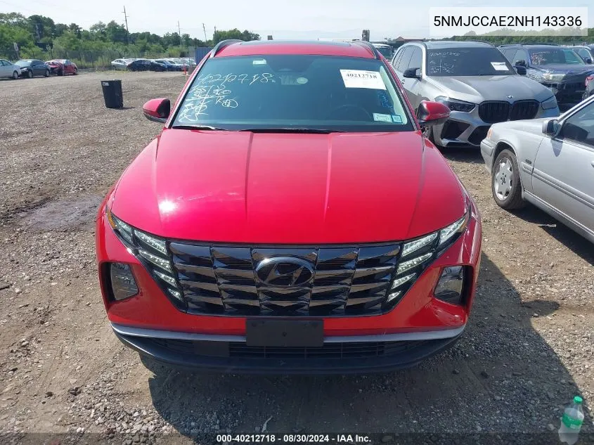 2022 Hyundai Tucson Sel VIN: 5NMJCCAE2NH143336 Lot: 40212718