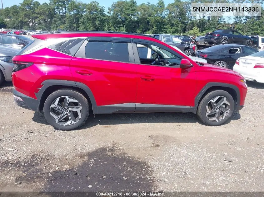 2022 Hyundai Tucson Sel VIN: 5NMJCCAE2NH143336 Lot: 40212718