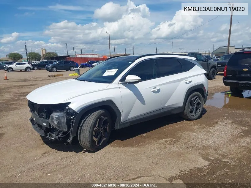 2022 Hyundai Tucson Limited VIN: KM8JE3AE0NU119020 Lot: 40216038