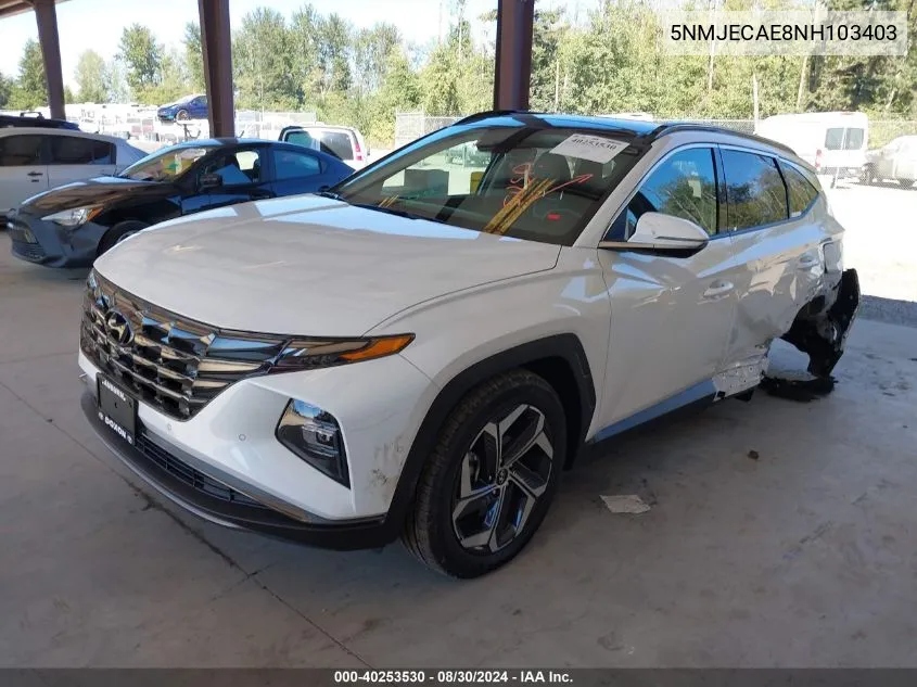 2022 Hyundai Tucson Limited VIN: 5NMJECAE8NH103403 Lot: 40253530