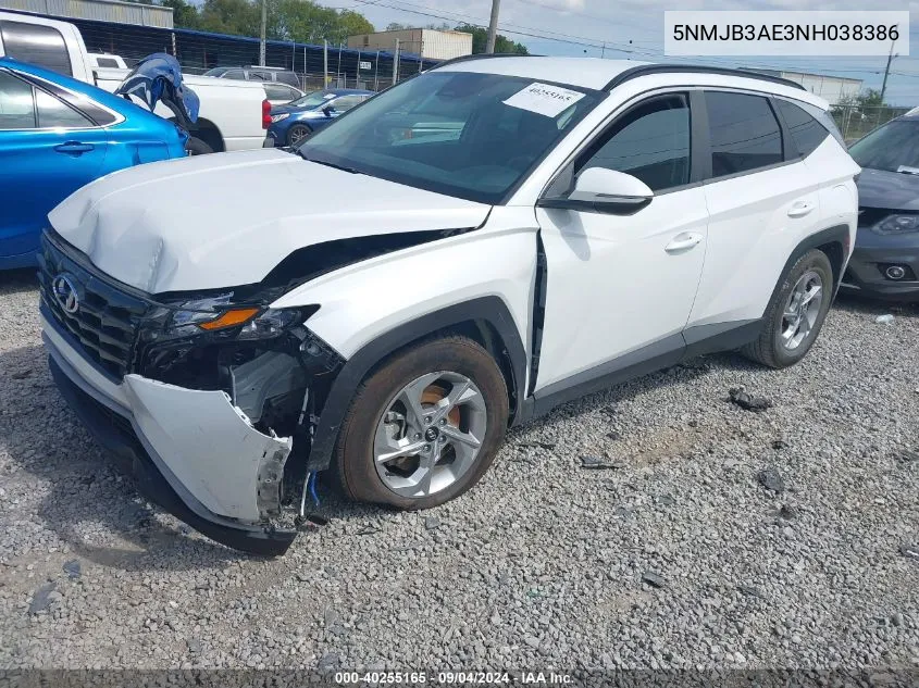 2022 Hyundai Tucson Sel VIN: 5NMJB3AE3NH038386 Lot: 40255165