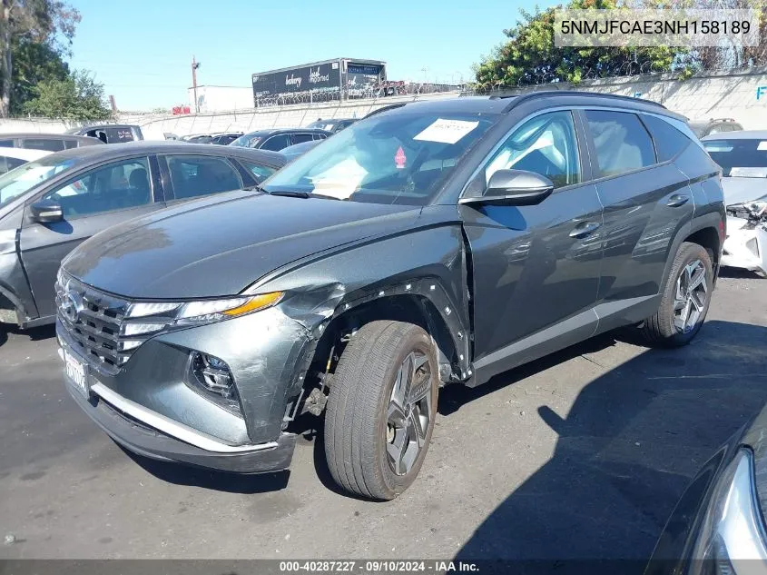 2022 Hyundai Tucson Sel VIN: 5NMJFCAE3NH158189 Lot: 40287227