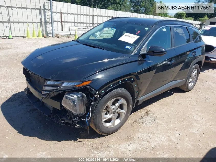 2022 Hyundai Tucson Sel VIN: 5NMJB3AE4NH117551 Lot: 40303896