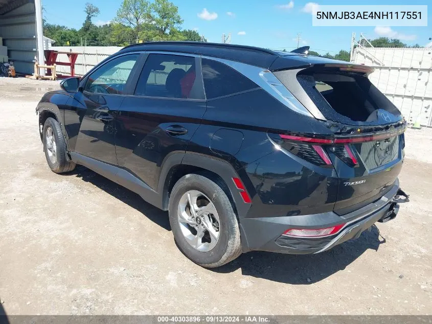 2022 Hyundai Tucson Sel VIN: 5NMJB3AE4NH117551 Lot: 40303896