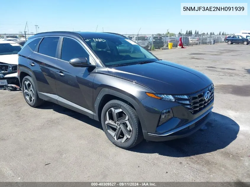 2022 Hyundai Tucson Sel VIN: 5NMJF3AE2NH091939 Lot: 40309527