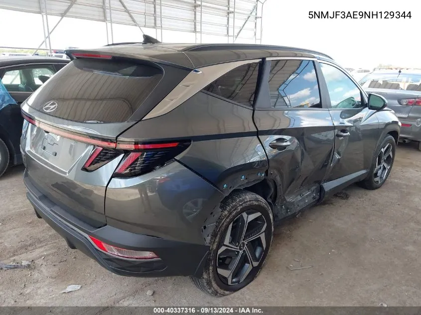 2022 Hyundai Tucson Sel VIN: 5NMJF3AE9NH129344 Lot: 40337316