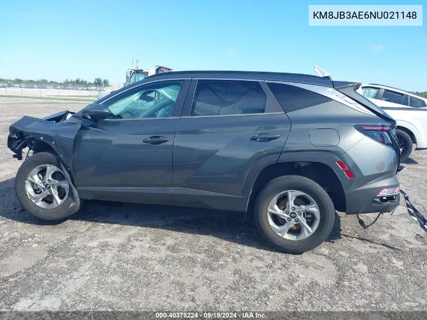 2022 Hyundai Tucson Sel VIN: KM8JB3AE6NU021148 Lot: 40375224