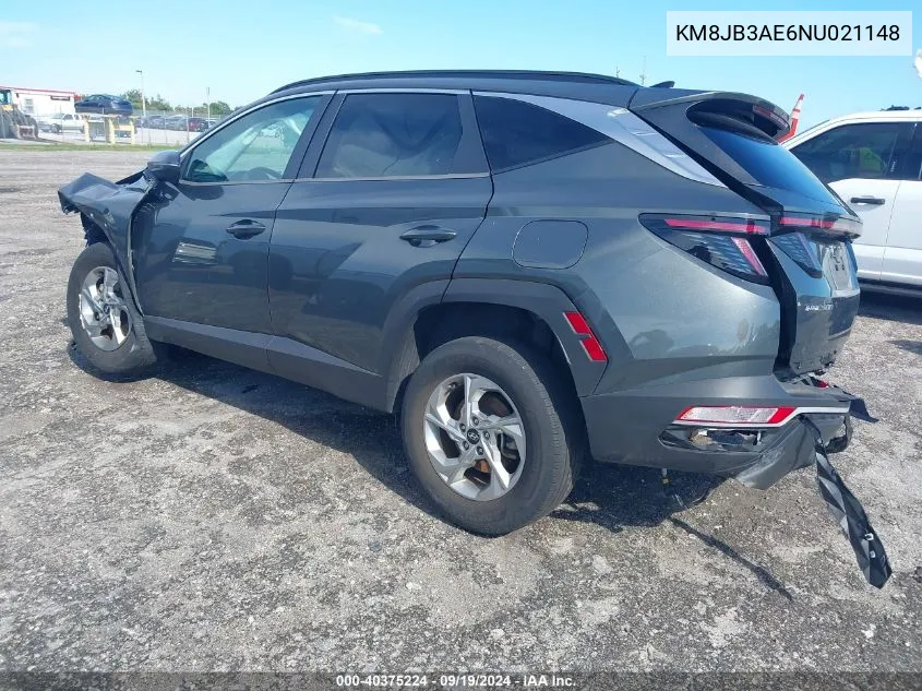 2022 Hyundai Tucson Sel VIN: KM8JB3AE6NU021148 Lot: 40375224