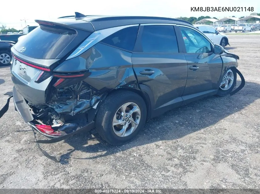 2022 Hyundai Tucson Sel VIN: KM8JB3AE6NU021148 Lot: 40375224