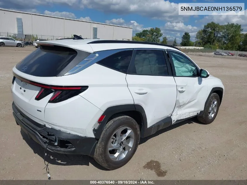 2022 Hyundai Tucson Sel VIN: 5NMJBCAE0NH136579 Lot: 40376540