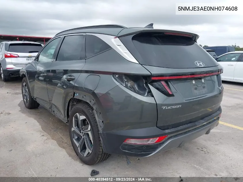 2022 Hyundai Tucson Limited VIN: 5NMJE3AE0NH074608 Lot: 40394512