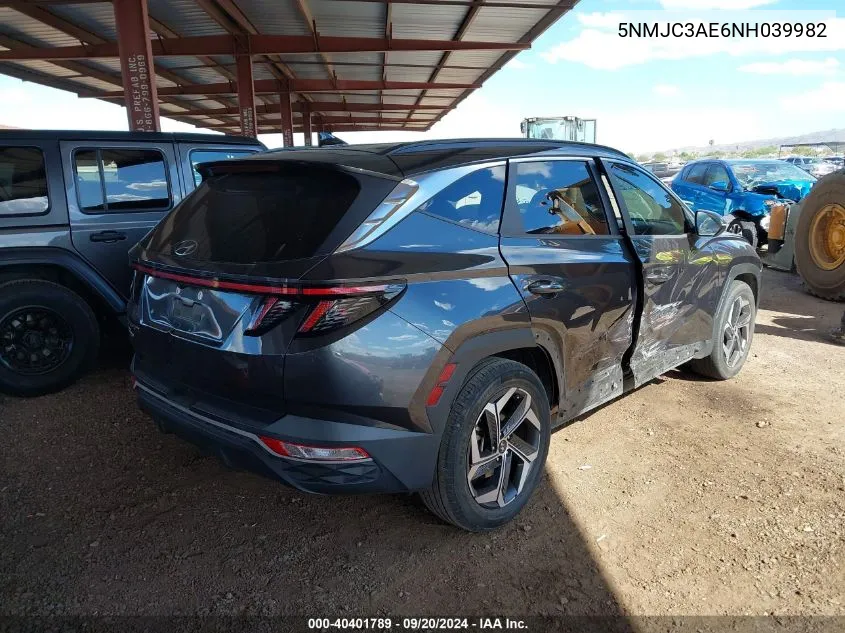 2022 Hyundai Tucson Sel VIN: 5NMJC3AE6NH039982 Lot: 40401789